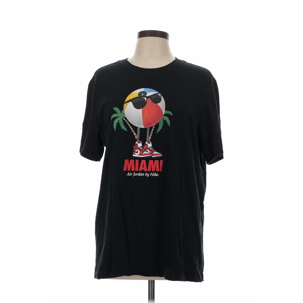 Jordan Brand Miami Beach Ball Air Jordan 1 Graphic T-Shirt Black Mens Large
